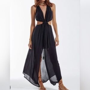 VIX Nayara Black Cut-out Swim Midi Dress Sz 4 NWT